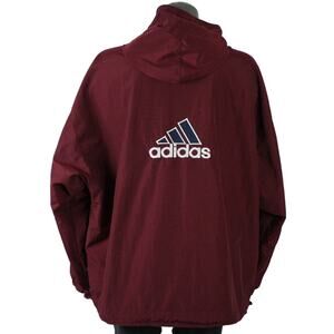 Y2K Adidas Mens XL Jacket Big Logo 1/2 Zip Shiny Anorak Windbreaker Vintage